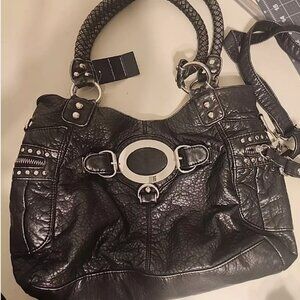 wilsons leather black rivet purse